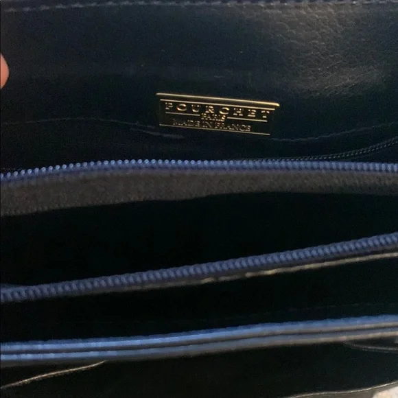 Vintage Pourchet Paris Navy Bag with Structured Design Made in France ๐ซ๐ท - Picture 10 of 15